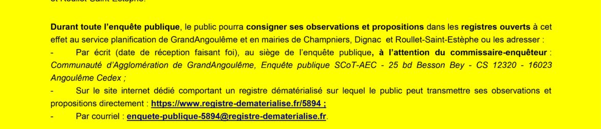 Avis d'enquête publique - Schéma de cohérence territoriale valant Plan climat air énergie territorial (SCoT-AEC)